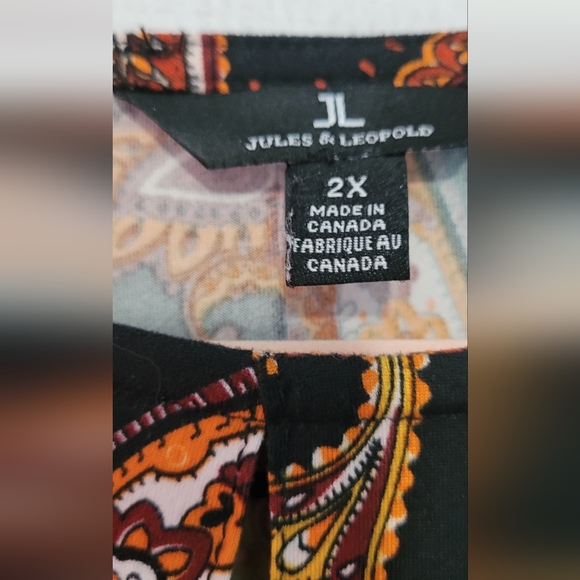 Nwot Jules & Leopold paisley 3/4 sleeve tie front super soft stretch top - Picture 6 of 7